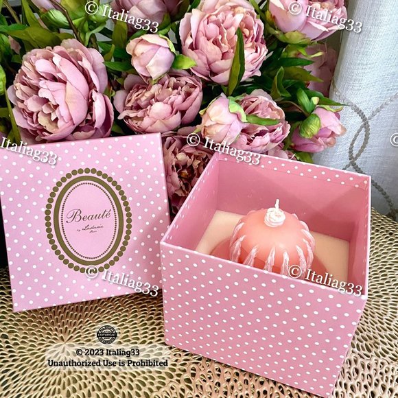 LADUREE Rose Scented Candle BOUGIE RELIGIEUSE The & Beaute Paris - Pink & White - Picture 12 of 14